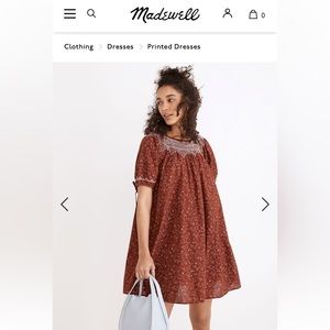 MADEWELL EMBROIDERED BABYDOLL DRESS